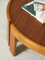 Mesa de centro redonda en madera de teca