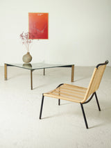 Square Glass and Brass Coffee Table II