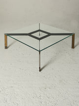 Square Glass and Brass Coffee Table II