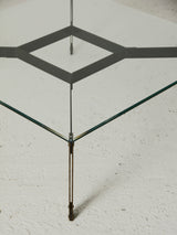 Square Glass and Brass Coffee Table II
