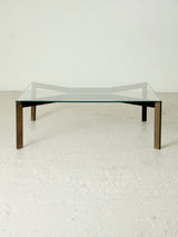 Square Glass and Brass Coffee Table II
