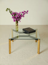 Square Glass and Brass Coffee Table