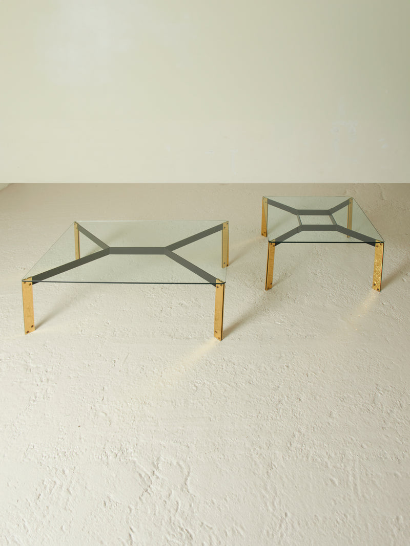 Glass and Brass Coffee Table