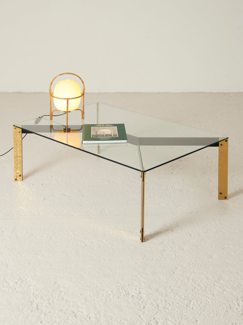 Glass and Brass Coffee Table