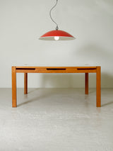 Taula de menjador quadrada de roure i fórmica blanca