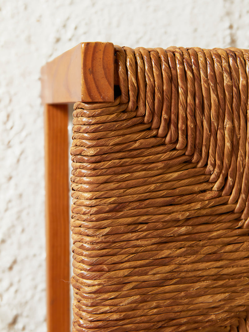 Pair of Pine and Rush Dining Chairs mod. 183