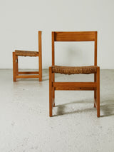 Pair of Pine and Rush Dining Chairs mod. 183