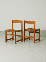 Pair of Pine and Rush Dining Chairs mod. 183