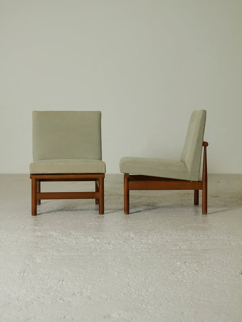 Parella de butaques de faig tapissades