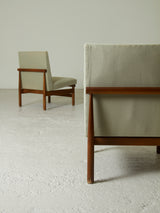 Parella de butaques de faig tapissades