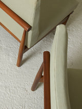 Parella de butaques de faig tapissades