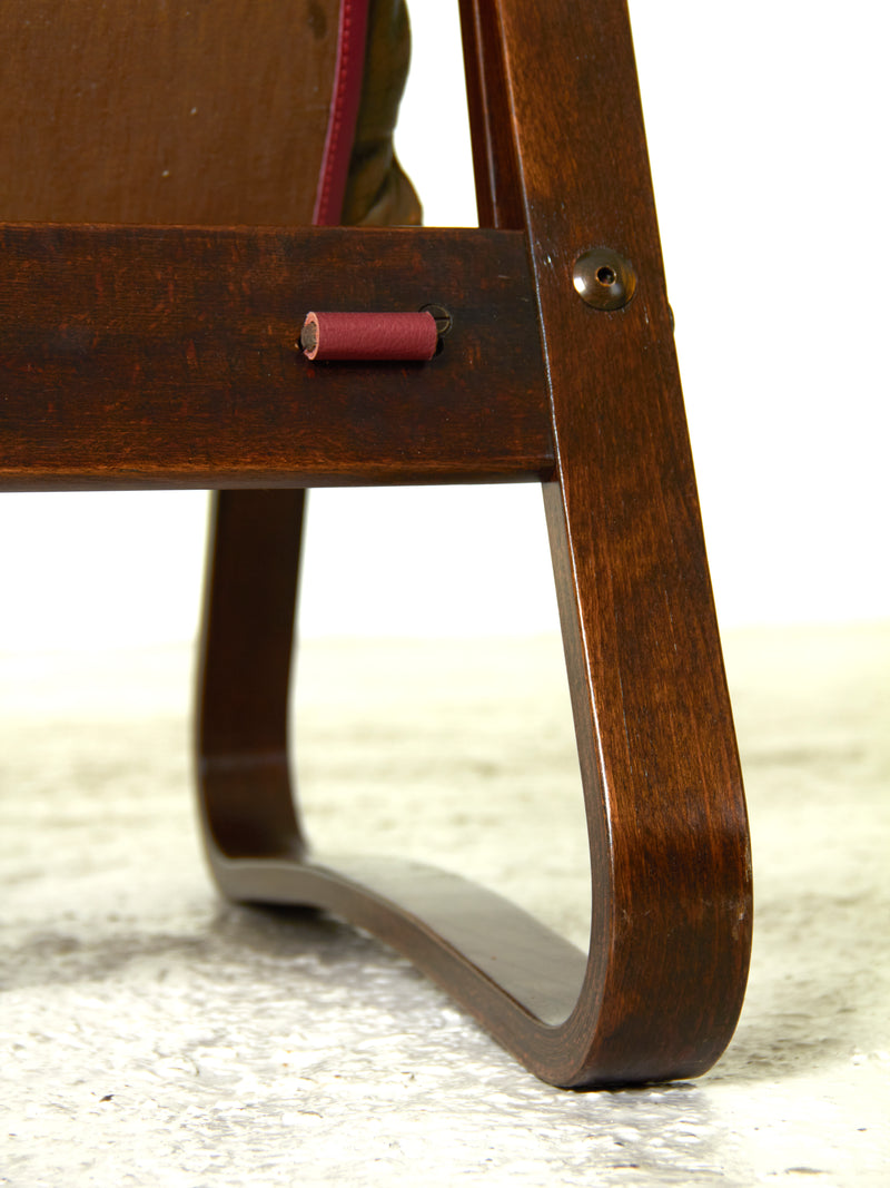 Pair of Nordic Wooden and Leather Armchairs