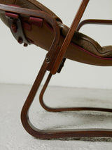 Pair of Nordic Wooden and Leather Armchairs