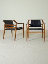 Pair of Wooden Armchairs with Skay Upholstery