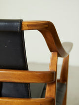 Pair of Wooden Armchairs with Skay Upholstery