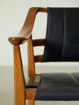 Pair of Wooden Armchairs with Skay Upholstery