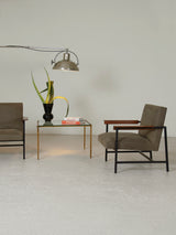 Pair of Iron, Wood, and Chenille Armchairs