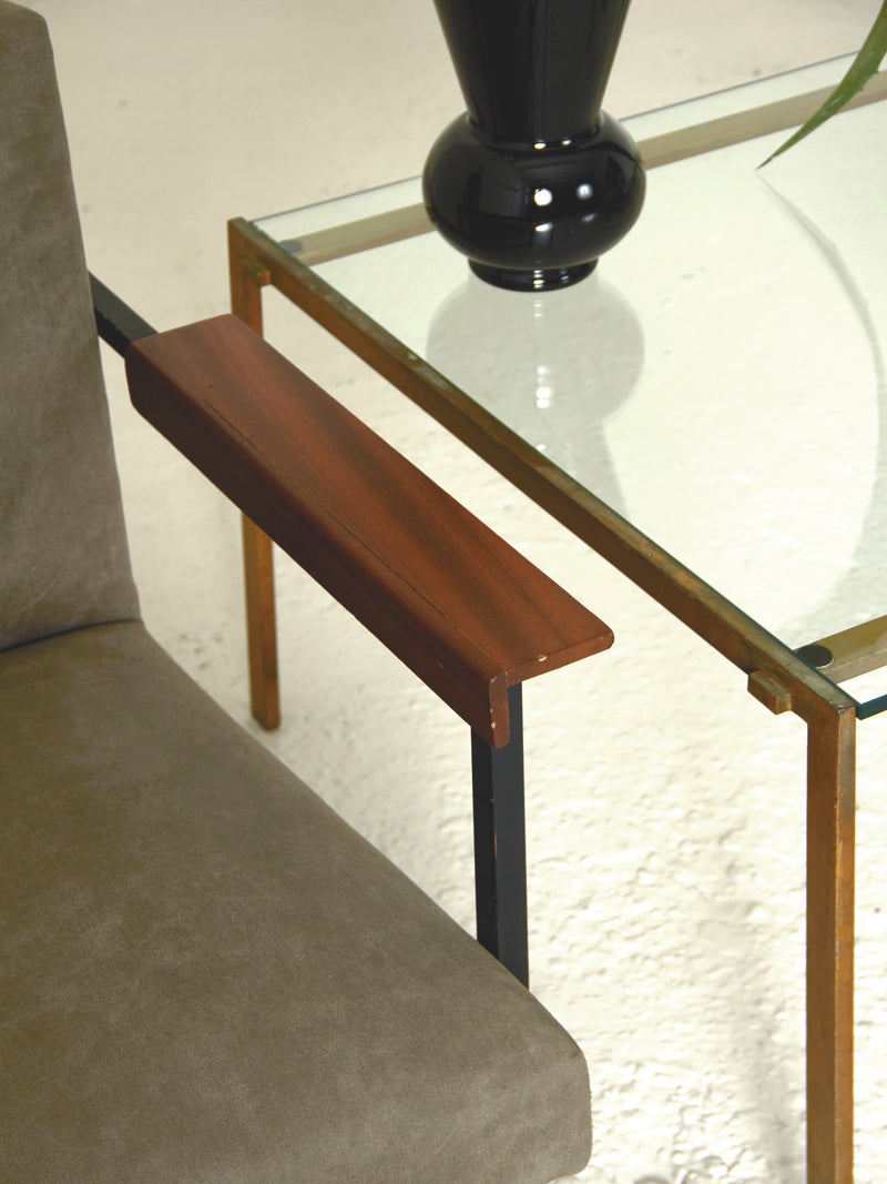 Pair of Iron, Wood, and Chenille Armchairs