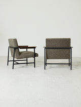 Pair of Iron, Wood, and Chenille Armchairs