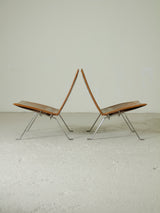 Steel and Leather PK22 Lounge Chair