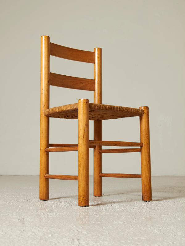 Set of Four Pine and Rope Dining Chairs