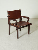 Wood and Leather Armchair