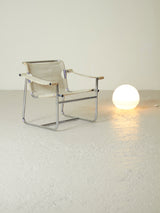 Chromed Tube and Canvas Armchair