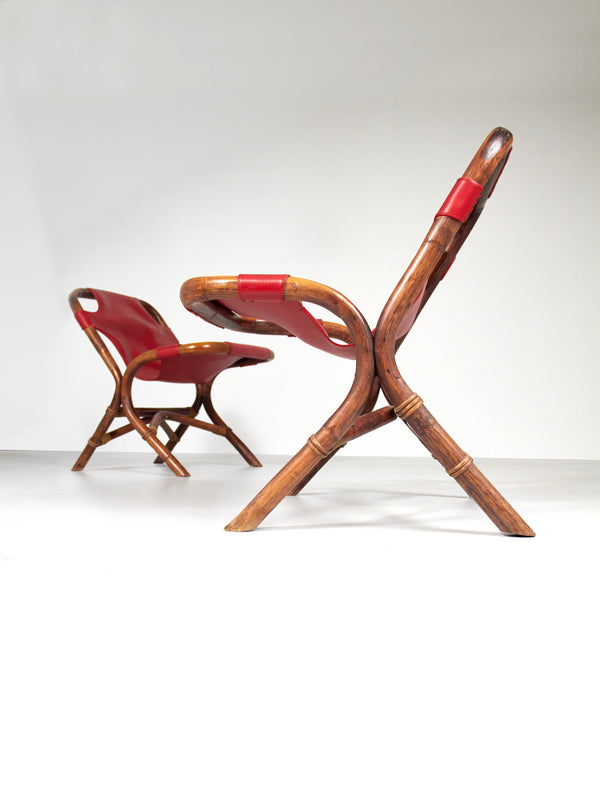 Pair of Bamboo and Skay Armchairs