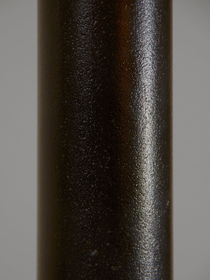 Floor Lamp in Black Iron, Bronze and Linen