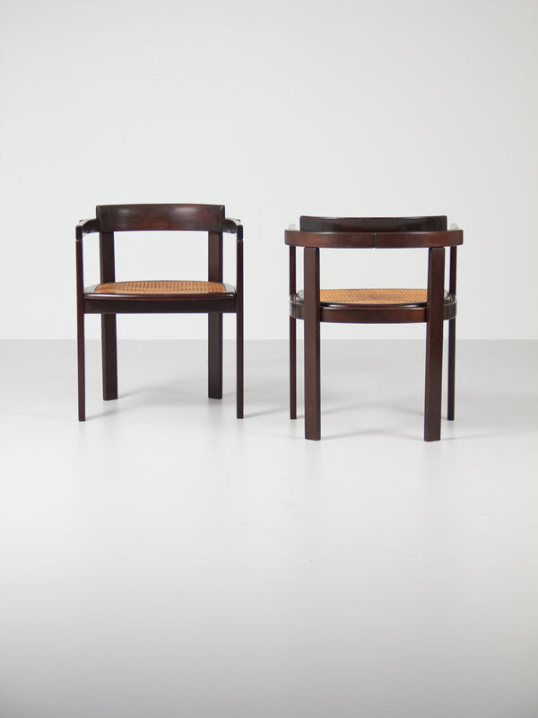 Pair of Ukola wood and Rattan Dining Chairs