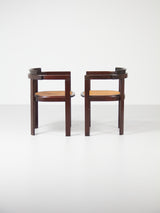 Pair of Ukola wood and Rattan Dining Chairs