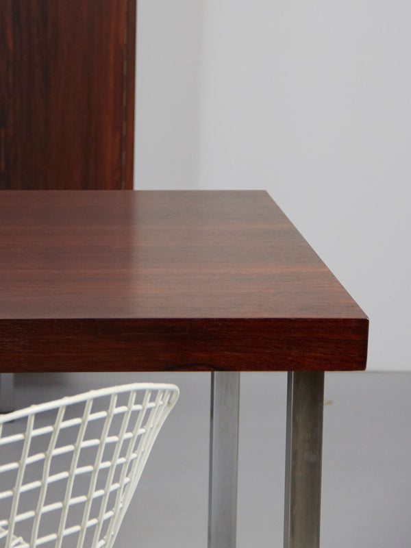 Mahogany and Chromed steel Dining Table