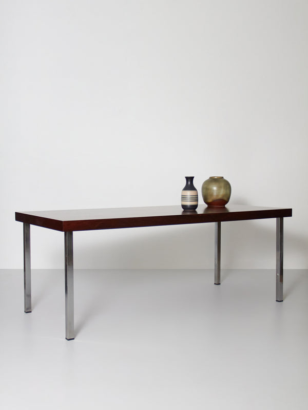 Mahogany and Chromed steel Dining Table