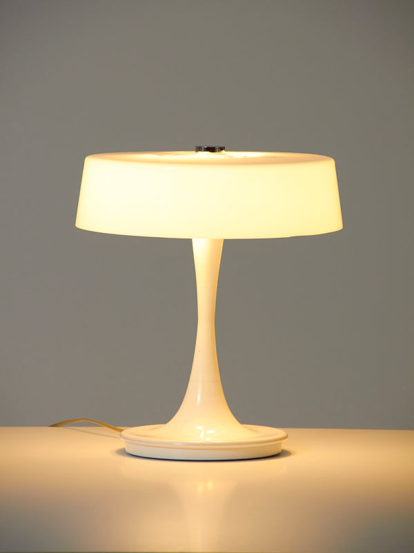White Methacrylate and Steel Sable Lamp