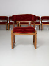 Low Walnut and Velvet Chairs