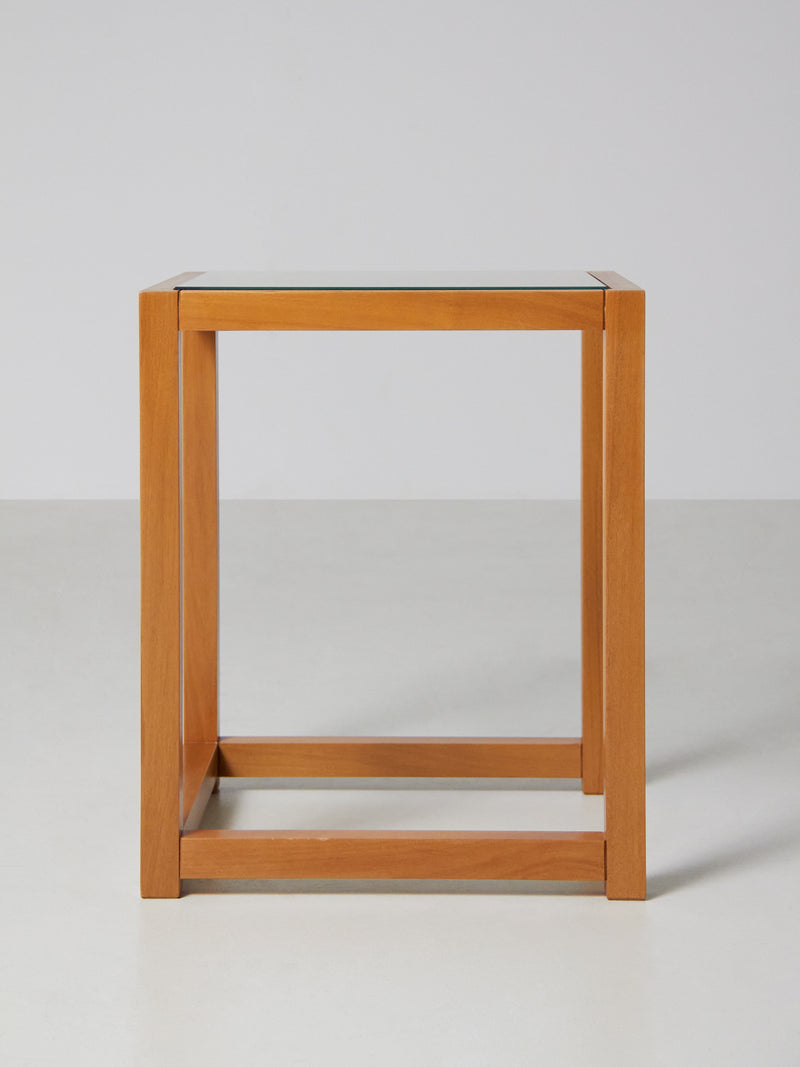 Beech and Glass Side Table