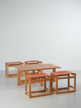 Low Table and Leather Stools