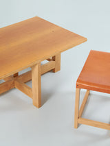 Low Table and Leather Stools